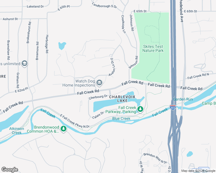 map of restaurants, bars, coffee shops, grocery stores, and more near 6440 Cherbourg Circle in Indianapolis