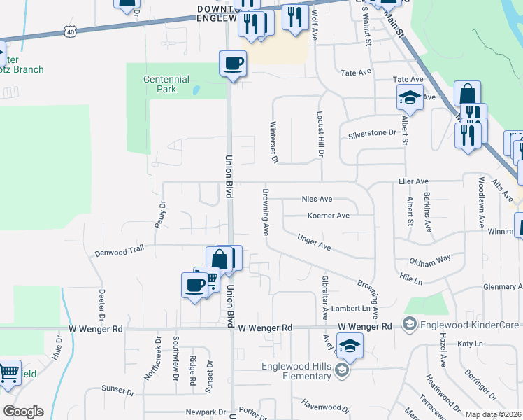 map of restaurants, bars, coffee shops, grocery stores, and more near 768 Browning Avenue in Englewood