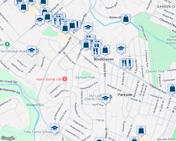 map of restaurants, bars, coffee shops, grocery stores, and more near 3429 Nathan Avenue in Brookhaven