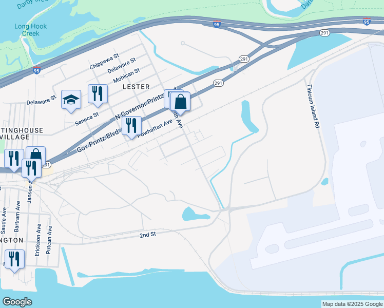 map of restaurants, bars, coffee shops, grocery stores, and more near 1110 4th Avenue in Delaware County