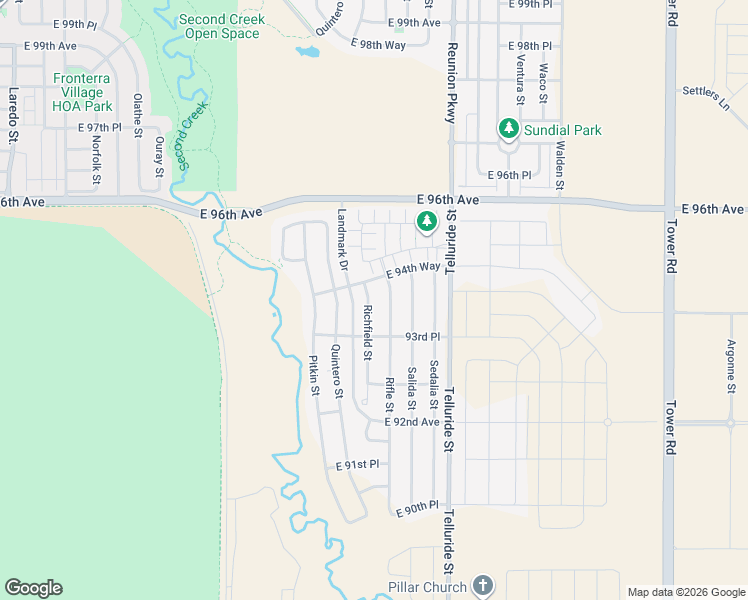map of restaurants, bars, coffee shops, grocery stores, and more near 9379 Rifle Street in Commerce City