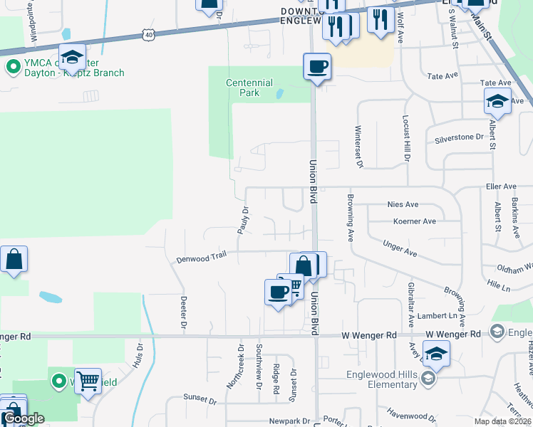map of restaurants, bars, coffee shops, grocery stores, and more near 701 Union Boulevard in Clayton