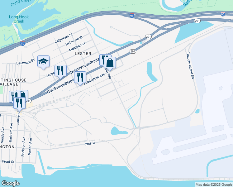 map of restaurants, bars, coffee shops, grocery stores, and more near 1110 4th Avenue in Delaware County