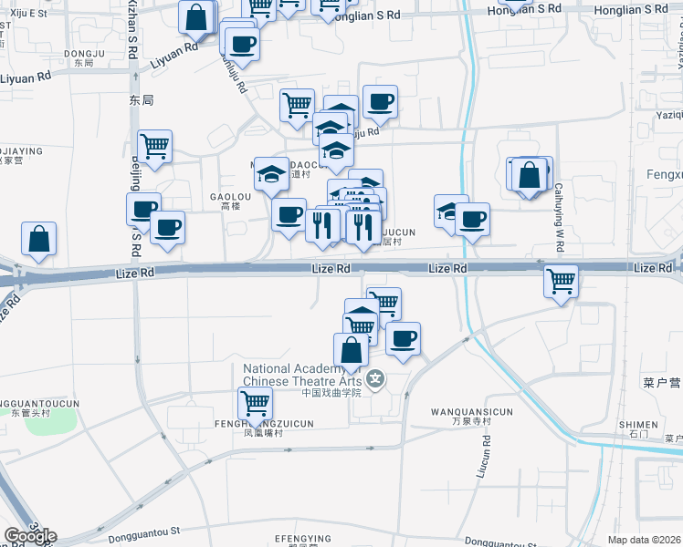 map of restaurants, bars, coffee shops, grocery stores, and more near in 