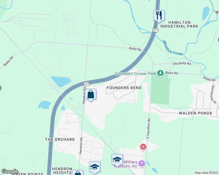 map of restaurants, bars, coffee shops, grocery stores, and more near 4372 Landmark Road in Groveport