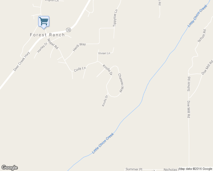 map of restaurants, bars, coffee shops, grocery stores, and more near Knolls Drive in Forest Ranch