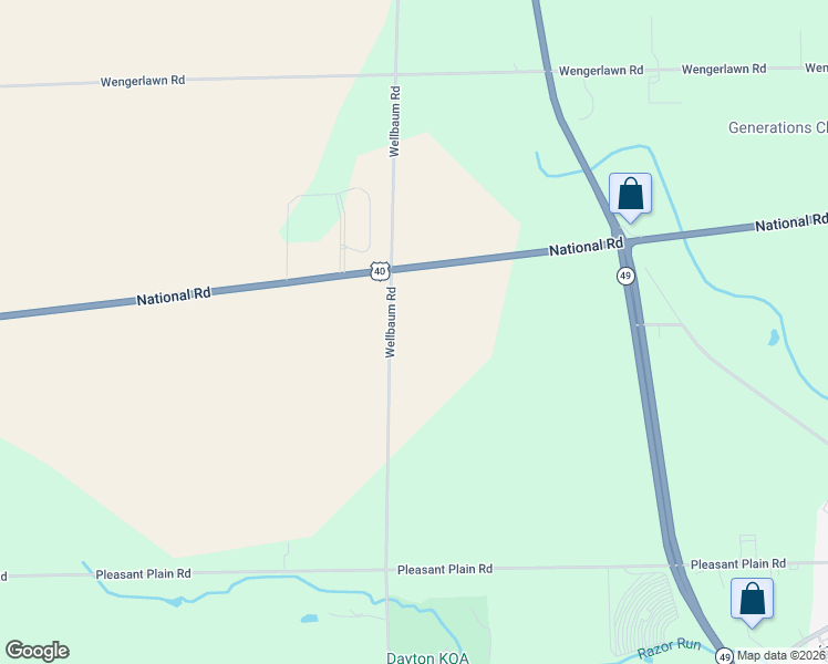 map of restaurants, bars, coffee shops, grocery stores, and more near 8560 Wellbaum Road in Brookville