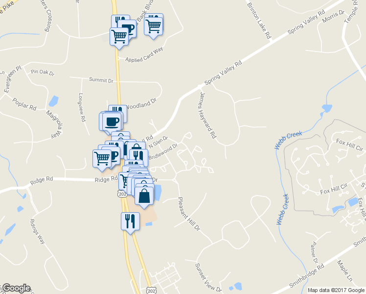 map of restaurants, bars, coffee shops, grocery stores, and more near 2902 Bridlewood Drive in Glen Mills