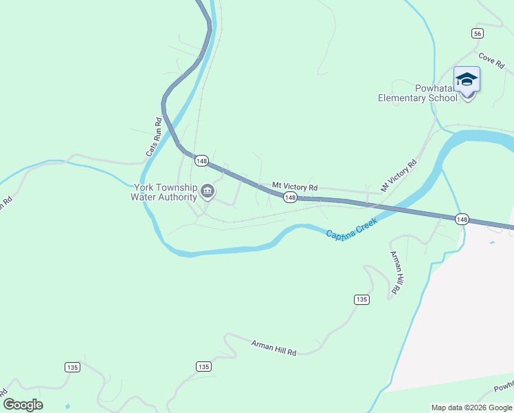 map of restaurants, bars, coffee shops, grocery stores, and more near 53530 Steinersville Road in Powhatan Point