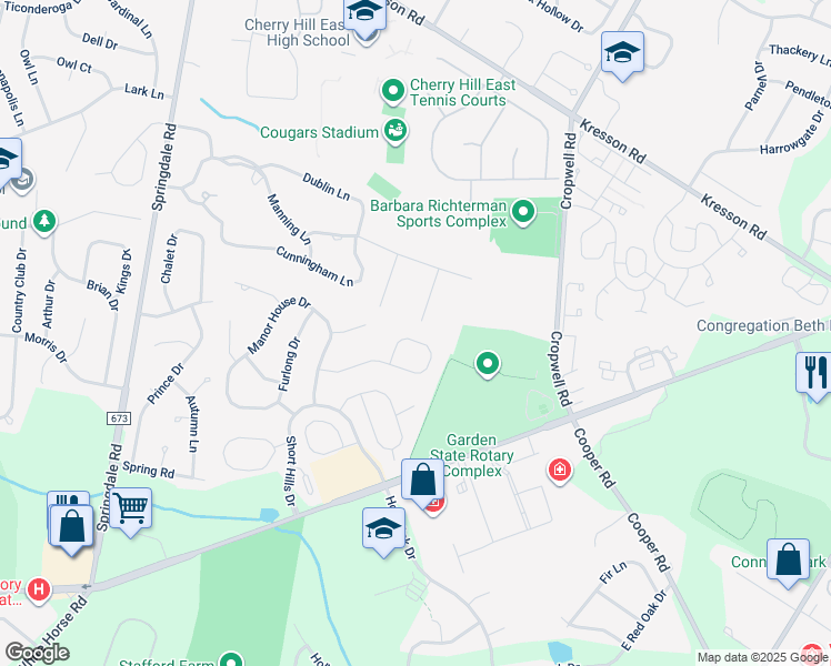 map of restaurants, bars, coffee shops, grocery stores, and more near 37 Galloping Hill Road in Cherry Hill