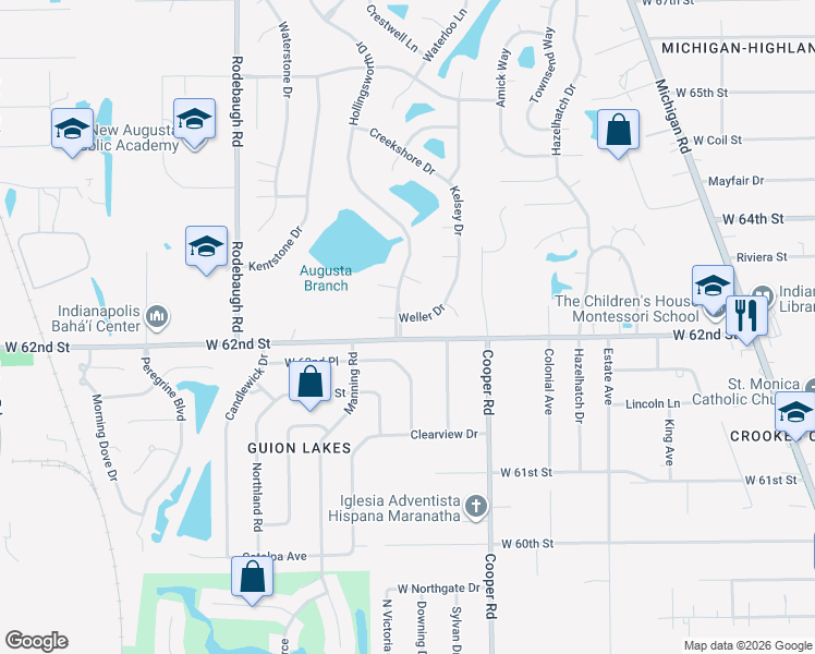map of restaurants, bars, coffee shops, grocery stores, and more near 3247 Weller Drive in Indianapolis
