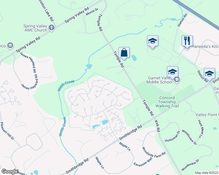map of restaurants, bars, coffee shops, grocery stores, and more near 908 East Fox Hound Chase in Glen Mills
