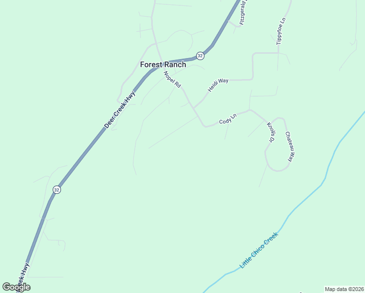 map of restaurants, bars, coffee shops, grocery stores, and more near 15378 Scotties Lane in Forest Ranch