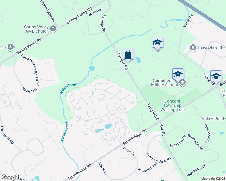 map of restaurants, bars, coffee shops, grocery stores, and more near 908 East Fox Hound Chase in Glen Mills