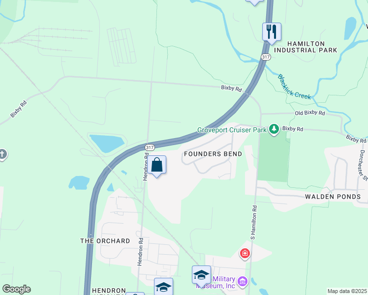 map of restaurants, bars, coffee shops, grocery stores, and more near 4372 Landmark Road in Groveport