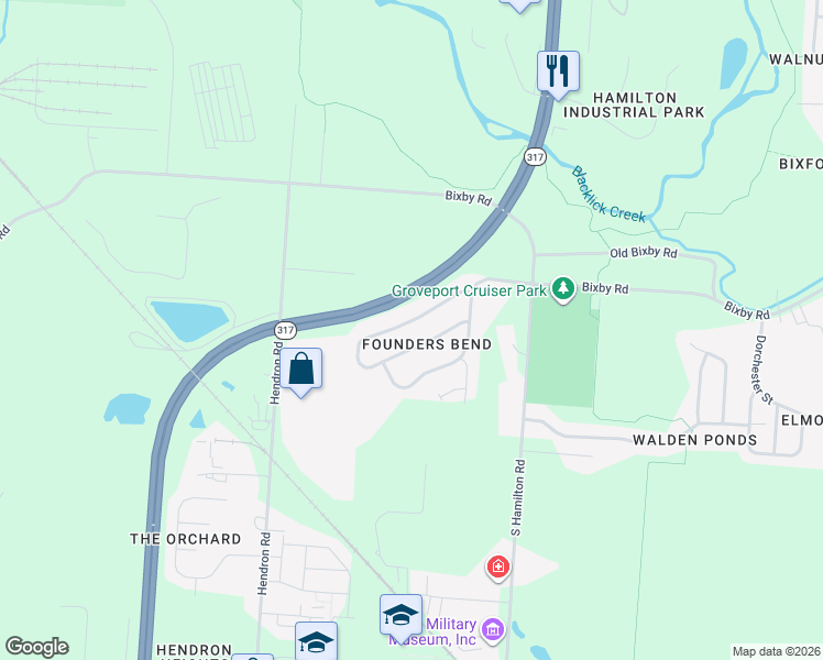map of restaurants, bars, coffee shops, grocery stores, and more near 4412 Landmark Road in Groveport