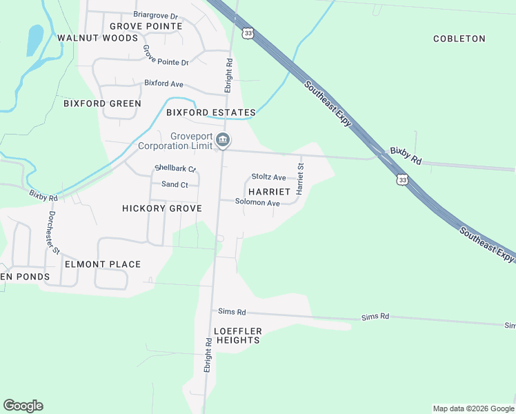 map of restaurants, bars, coffee shops, grocery stores, and more near 5281 Solomon Avenue in Groveport