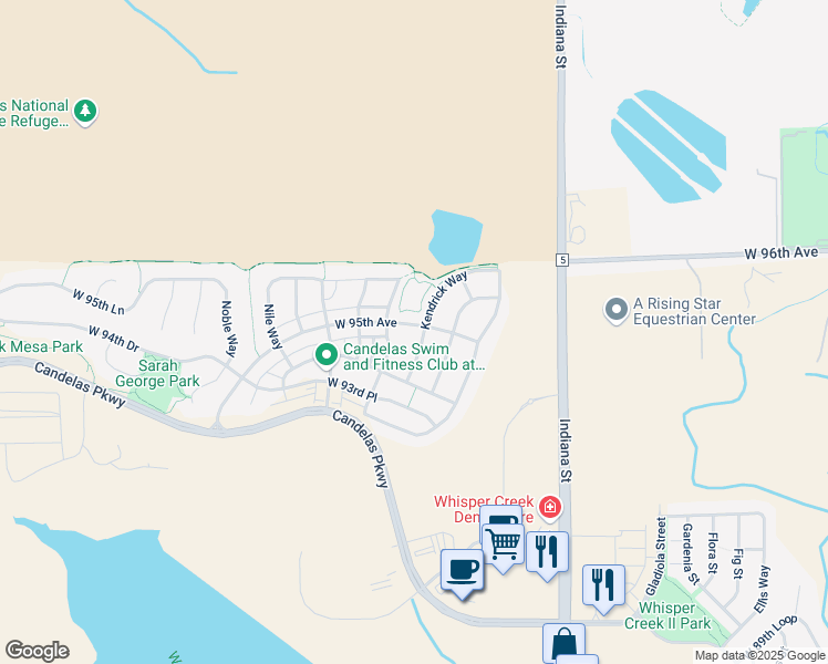 map of restaurants, bars, coffee shops, grocery stores, and more near 9493 Kendrick Way in Arvada