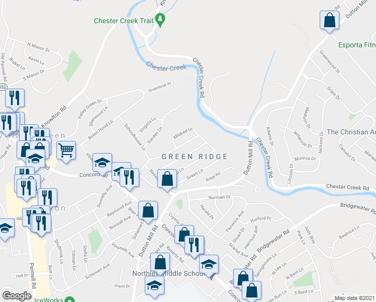 map of restaurants, bars, coffee shops, grocery stores, and more near 35 Neeld Lane in Aston