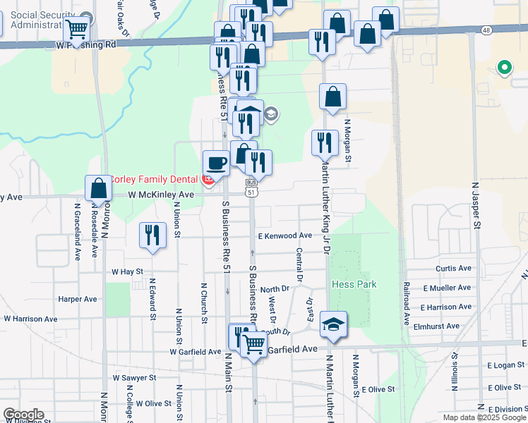 map of restaurants, bars, coffee shops, grocery stores, and more near 2430 North Water Street in Decatur