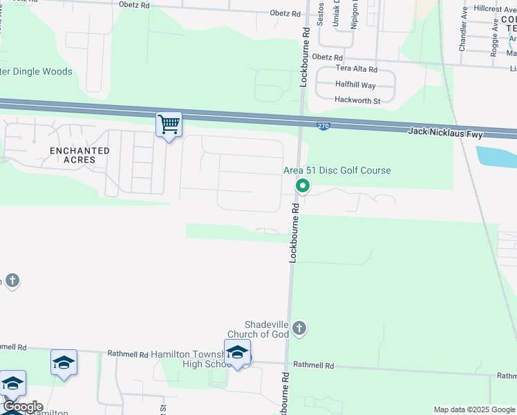 map of restaurants, bars, coffee shops, grocery stores, and more near 4450 Butler Farms Drive in Columbus