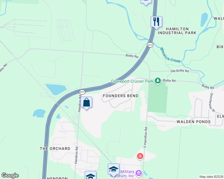 map of restaurants, bars, coffee shops, grocery stores, and more near 4412 Landmark Road in Groveport
