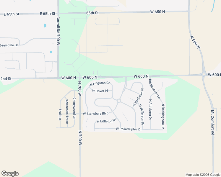 map of restaurants, bars, coffee shops, grocery stores, and more near 6762 West Dover Place in McCordsville