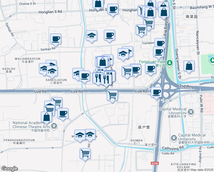 map of restaurants, bars, coffee shops, grocery stores, and more near in 