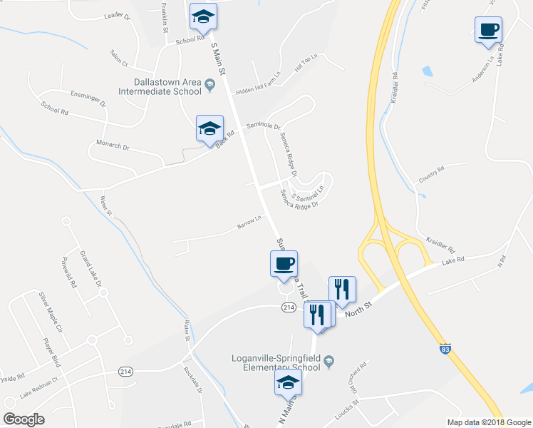 map of restaurants, bars, coffee shops, grocery stores, and more near 262 Barrow Lane in York