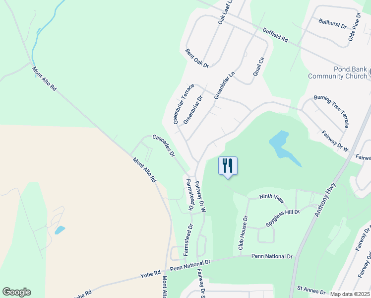 map of restaurants, bars, coffee shops, grocery stores, and more near 5941 Greenbriar Terrace in Fayetteville
