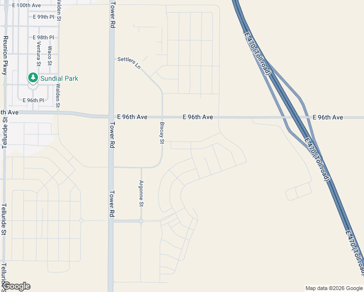 map of restaurants, bars, coffee shops, grocery stores, and more near East 96th Avenue in Commerce City