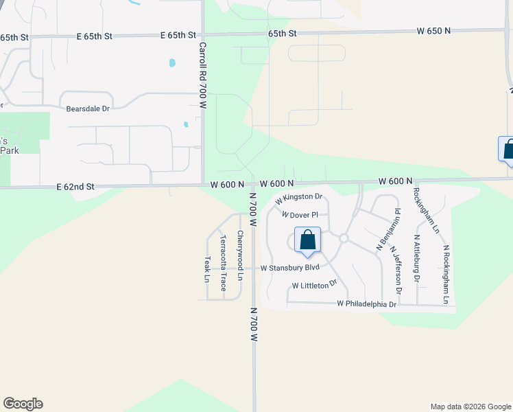 map of restaurants, bars, coffee shops, grocery stores, and more near 6995 North 700 West in Greenfield