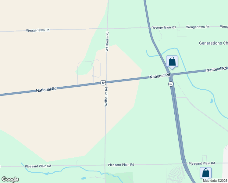 map of restaurants, bars, coffee shops, grocery stores, and more near 8560 Wellbaum Road in Brookville