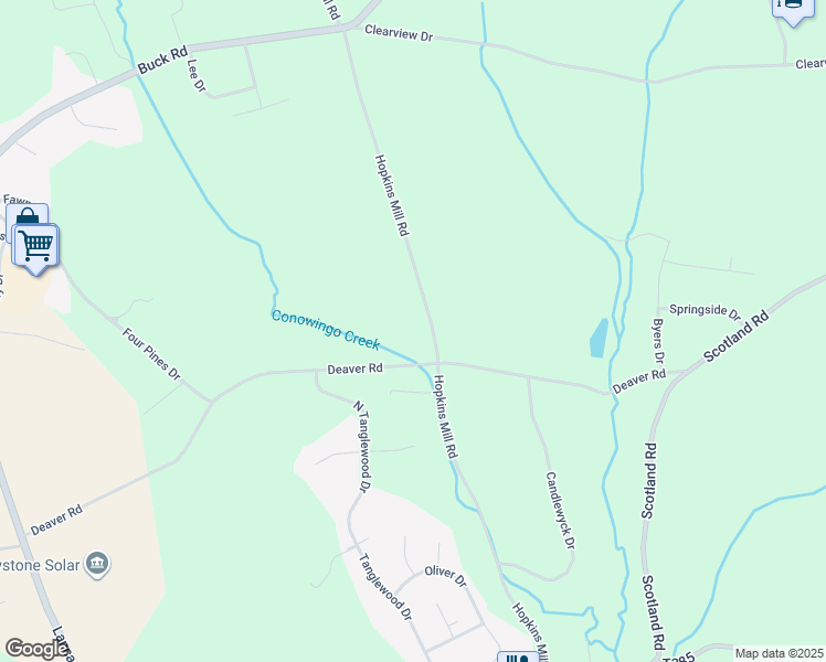 map of restaurants, bars, coffee shops, grocery stores, and more near 484 Hopkins Mill Road in Quarryville