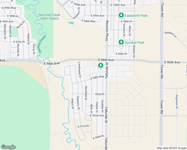 map of restaurants, bars, coffee shops, grocery stores, and more near 9480 Rifle Street in Commerce City