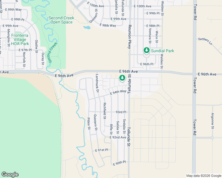map of restaurants, bars, coffee shops, grocery stores, and more near 9480 Rifle Street in Commerce City