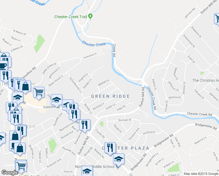 map of restaurants, bars, coffee shops, grocery stores, and more near 90 Seward Lane in Aston