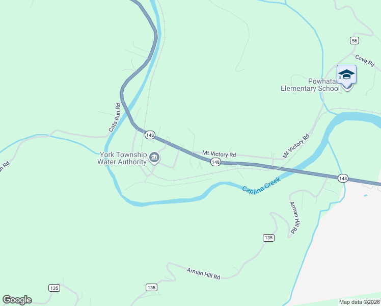 map of restaurants, bars, coffee shops, grocery stores, and more near 53530 Steinersville Road in Powhatan Point