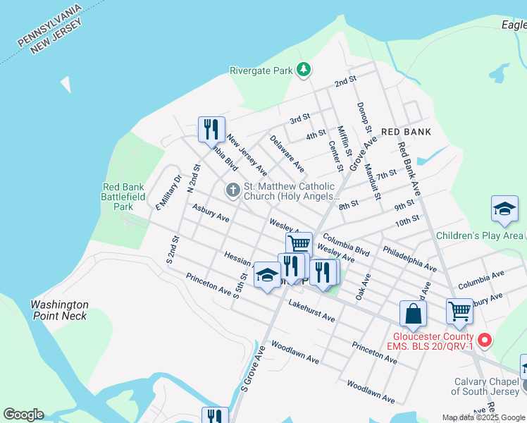 map of restaurants, bars, coffee shops, grocery stores, and more near 301 North 5th Street in National Park
