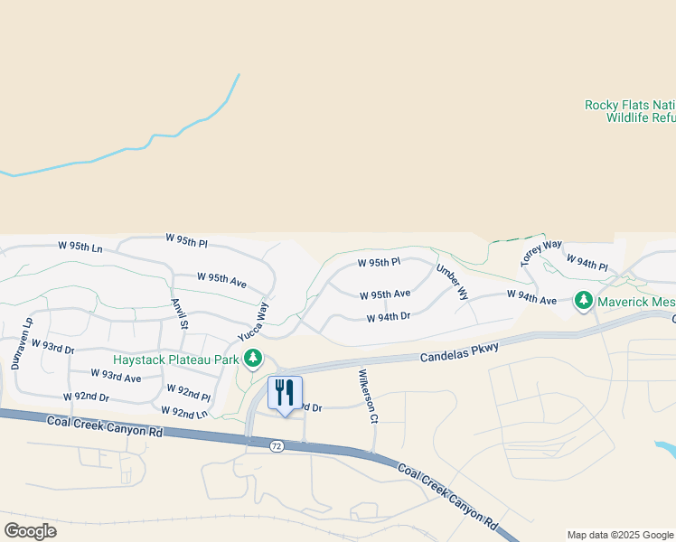map of restaurants, bars, coffee shops, grocery stores, and more near 19685 West 94th Avenue in Arvada
