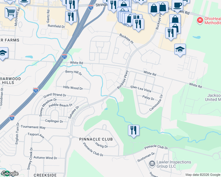 map of restaurants, bars, coffee shops, grocery stores, and more near 4586 Newport Loop East in Grove City