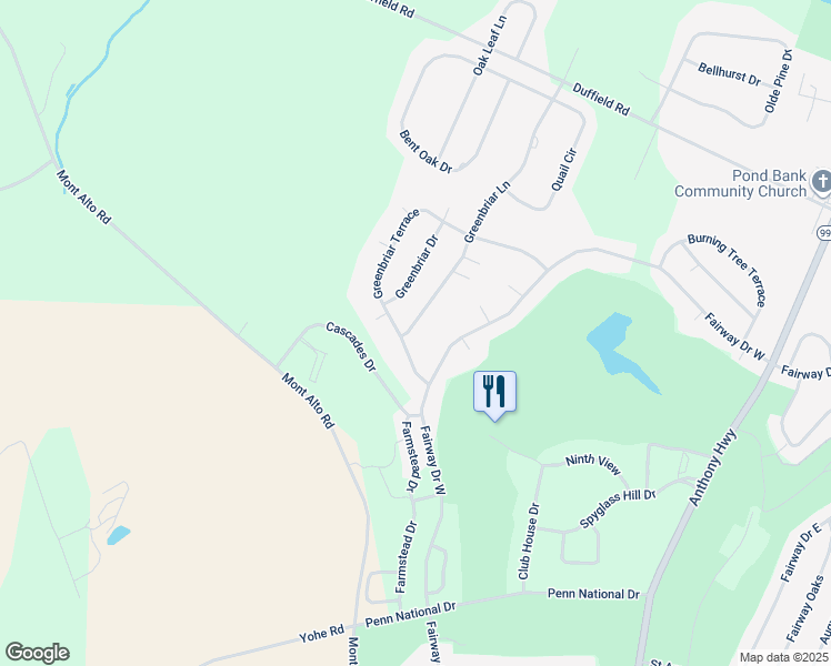 map of restaurants, bars, coffee shops, grocery stores, and more near 6106 Greenbriar Lane in Fayetteville