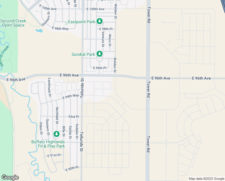 map of restaurants, bars, coffee shops, grocery stores, and more near 18056 East 95th Avenue in Commerce City