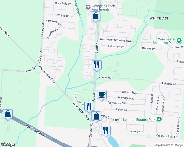 map of restaurants, bars, coffee shops, grocery stores, and more near 5369 Blanchard Drive in Canal Winchester