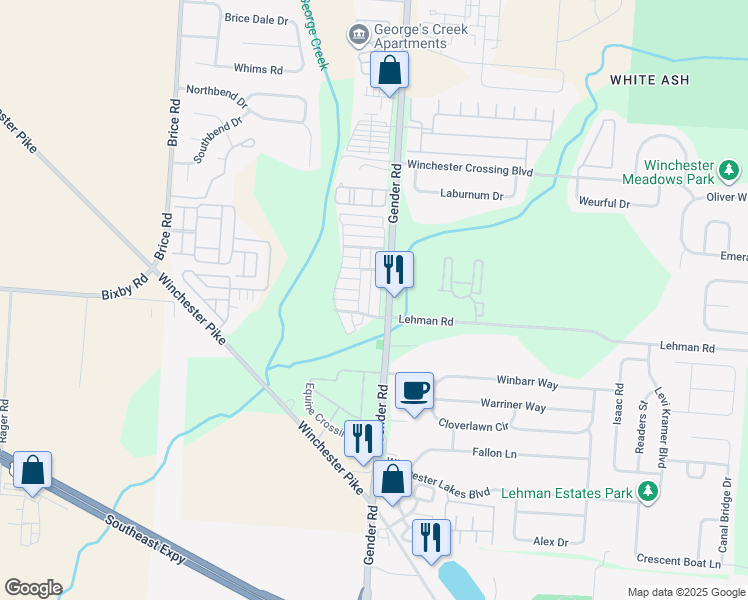 map of restaurants, bars, coffee shops, grocery stores, and more near 5369 Blanchard Drive in Canal Winchester