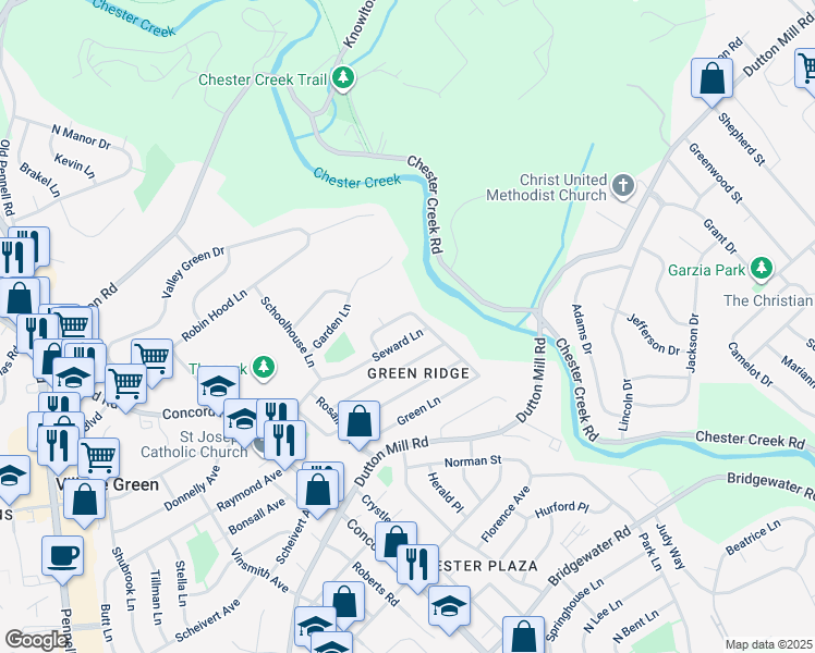 map of restaurants, bars, coffee shops, grocery stores, and more near 89 Seward Lane in Aston