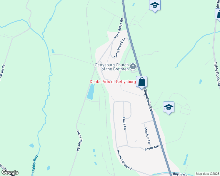map of restaurants, bars, coffee shops, grocery stores, and more near in Gettysburg