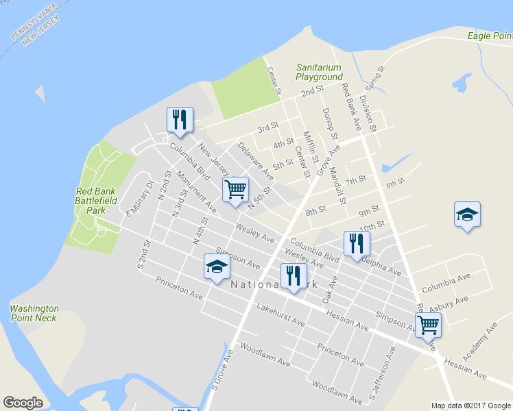 map of restaurants, bars, coffee shops, grocery stores, and more near 508 North 5th Street in National Park