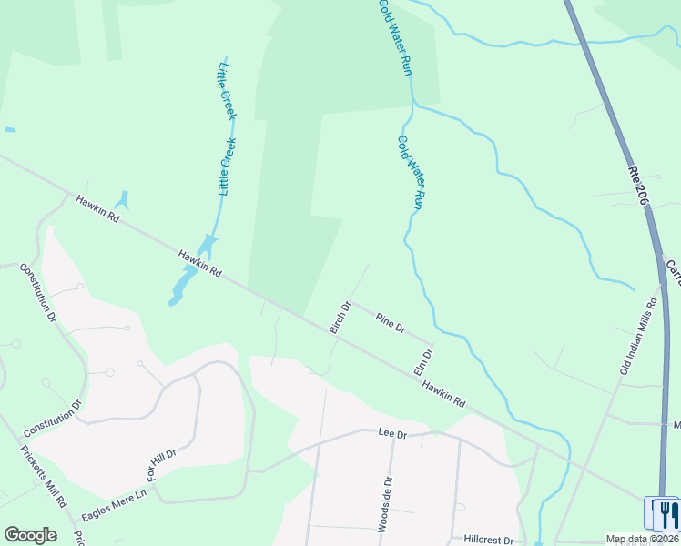 map of restaurants, bars, coffee shops, grocery stores, and more near 17 Birch Drive in Southampton Township
