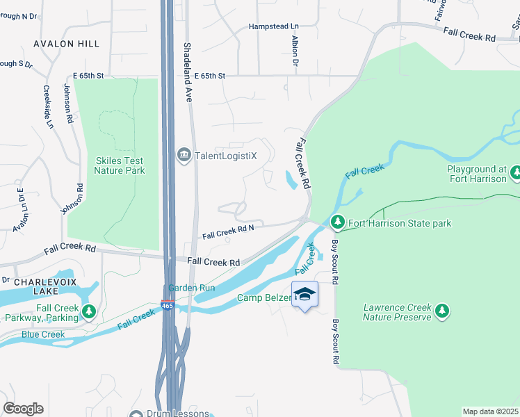map of restaurants, bars, coffee shops, grocery stores, and more near 6201 Newberry Road in Indianapolis
